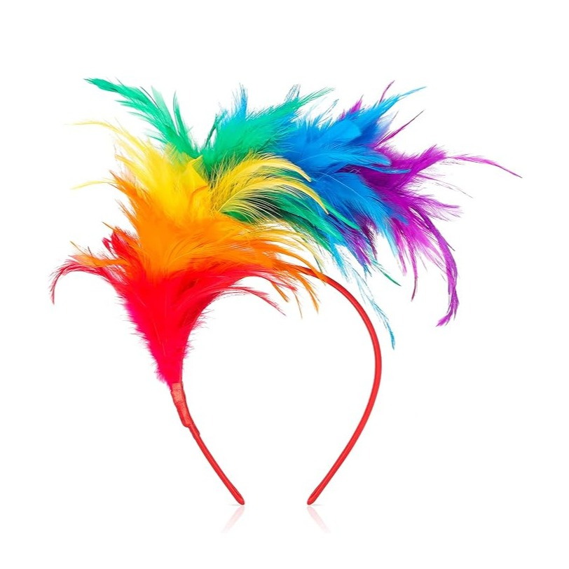 Feder Haarreif 20er Jahre Fasnachts Kostüm Zubehör Motto Party Accessoire Halloween Foto Requisite - Regenbogen
