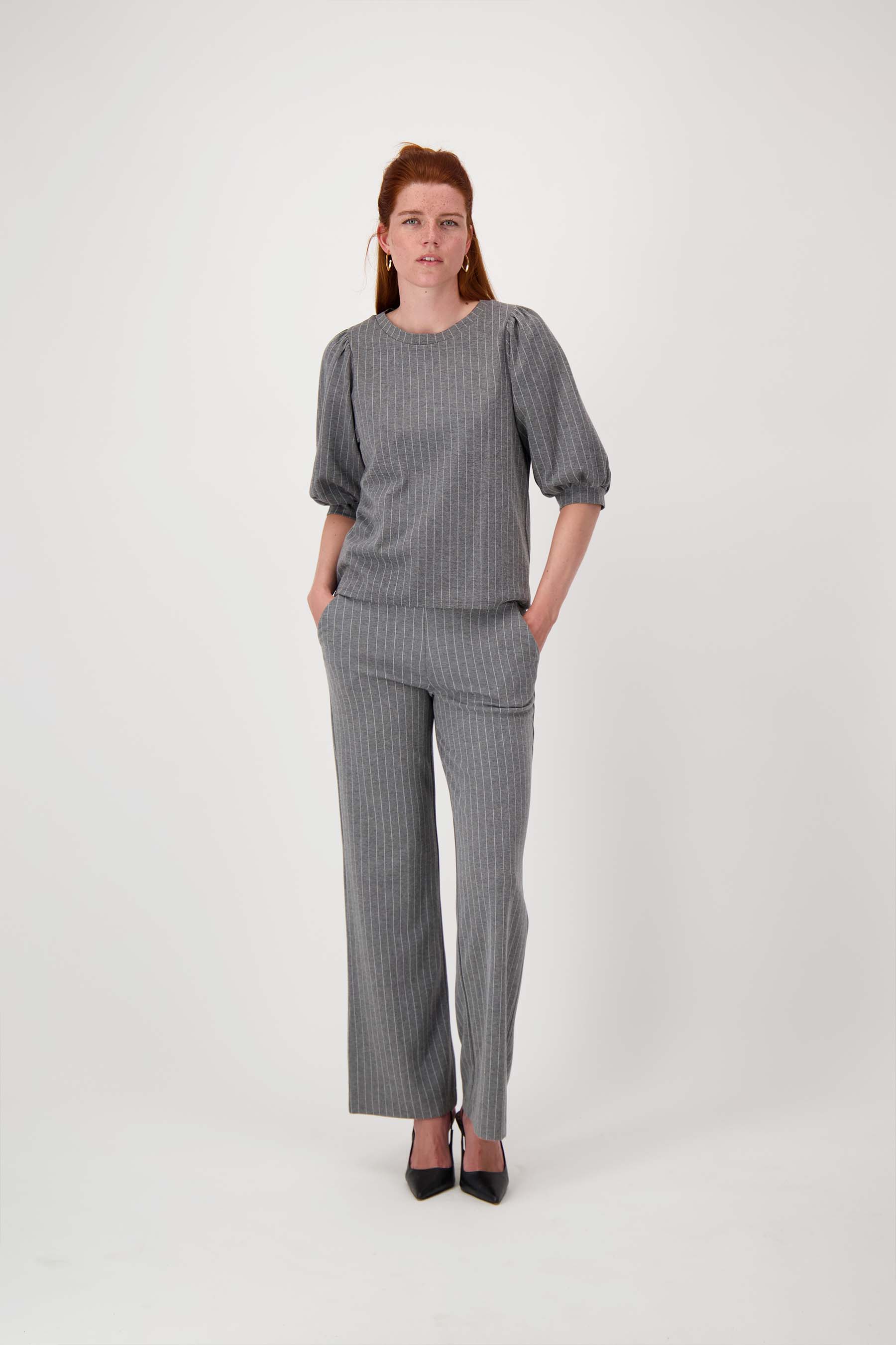 krijtstreep broek met detail