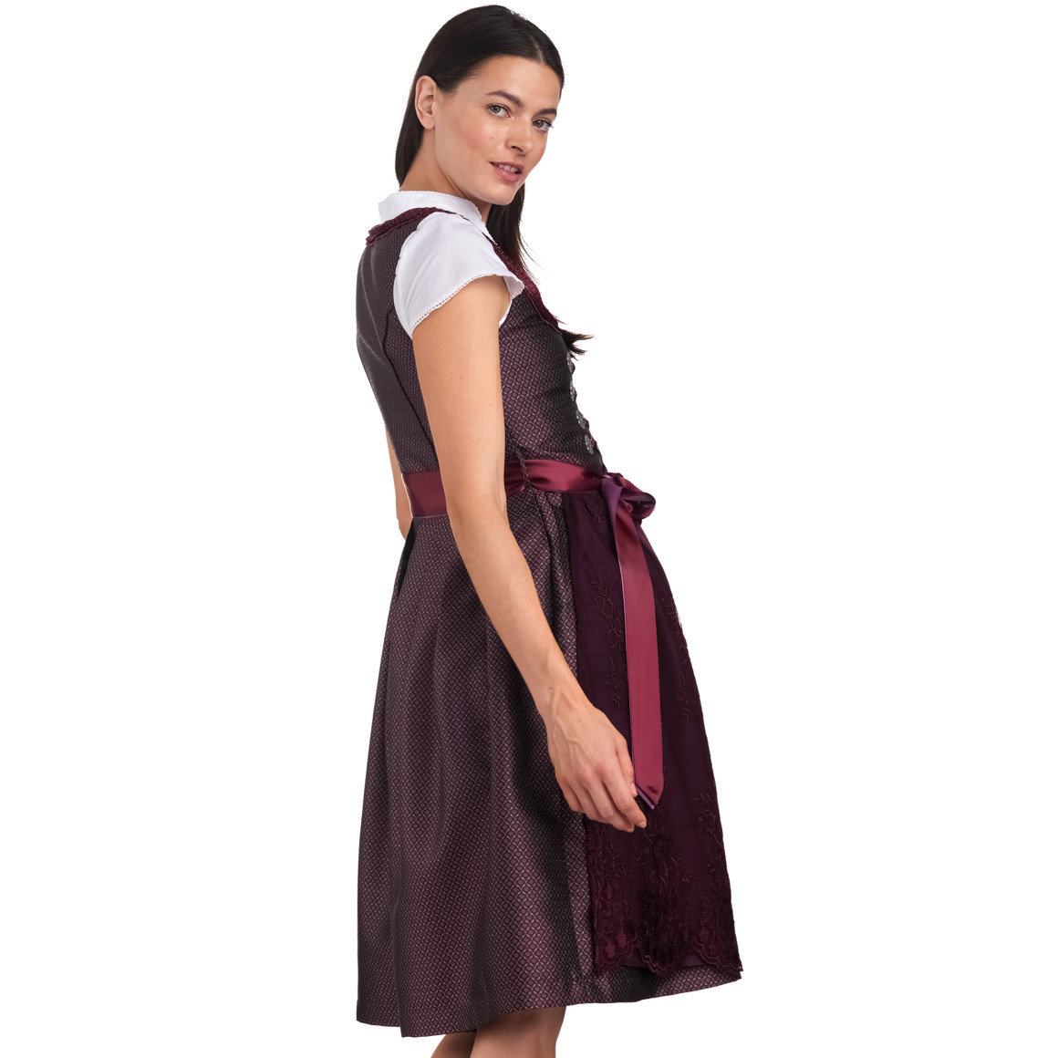 Gina Benotti Damen Dirndl mit floralem Muster weinrot