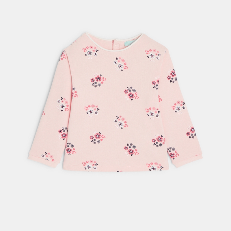 Sweat en molleton fleuri rose bébé fille