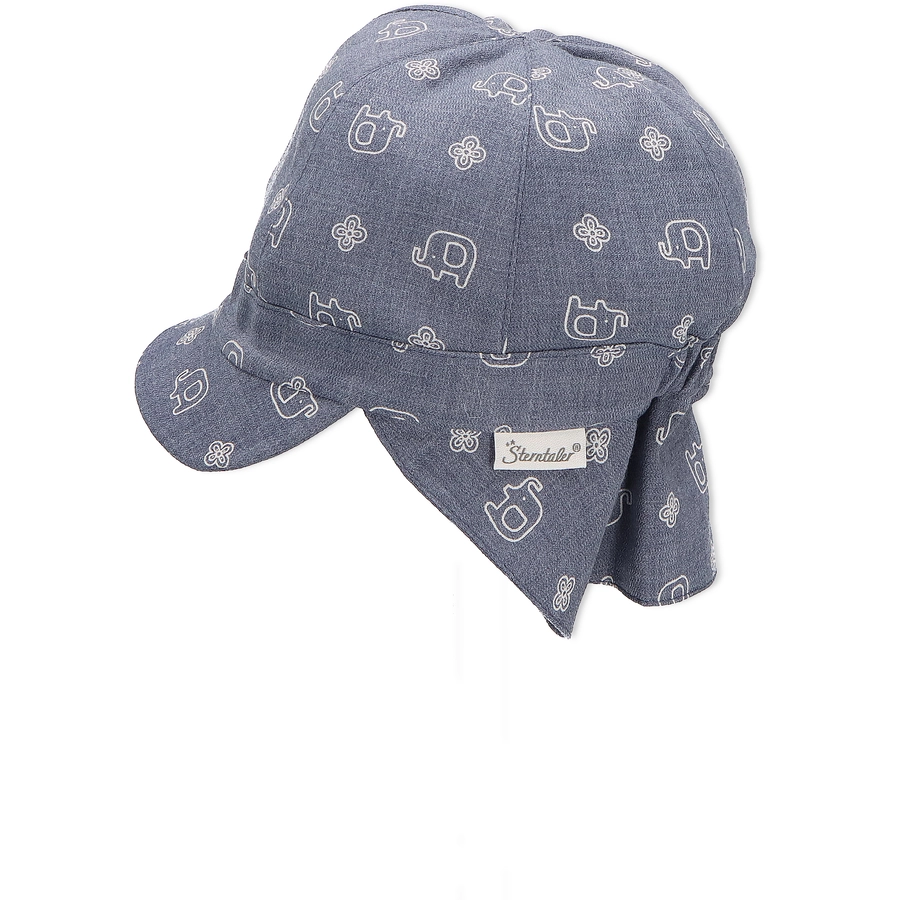 Sterntaler Wende-Schirmmütze mit Nackenschutz Elefant blau