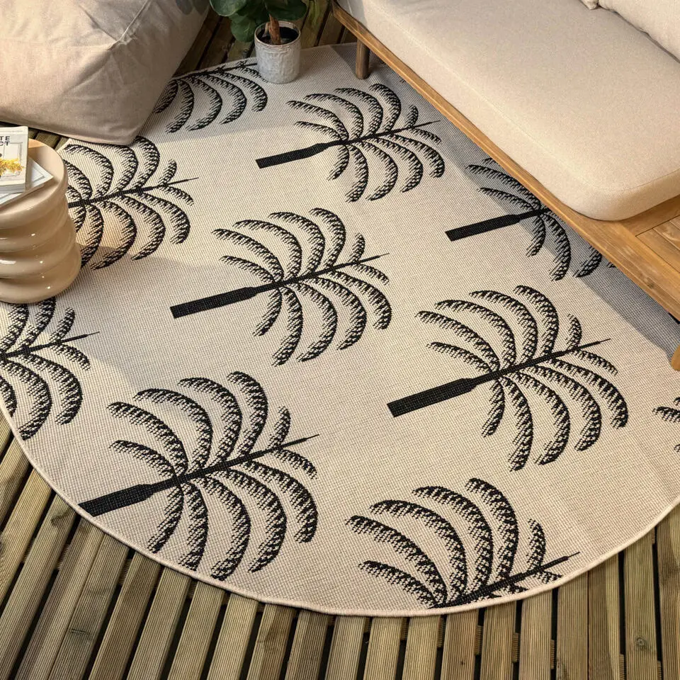 Interieur05 rond buitenkleed zwart/wit Oase - 200 x 200 cm