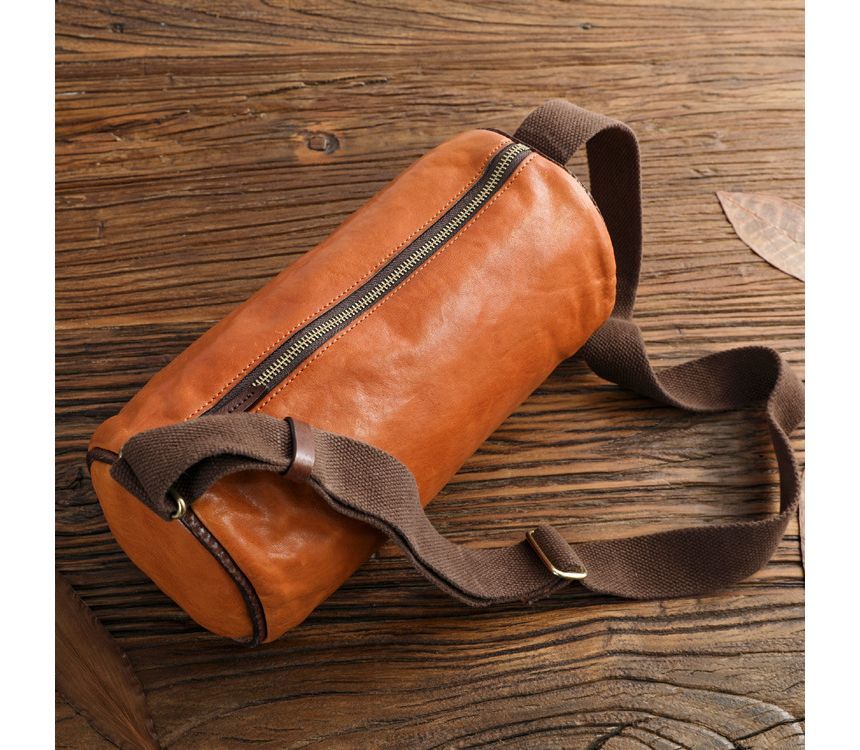Wavecho - Echte leren cilindervormige crossbodytas