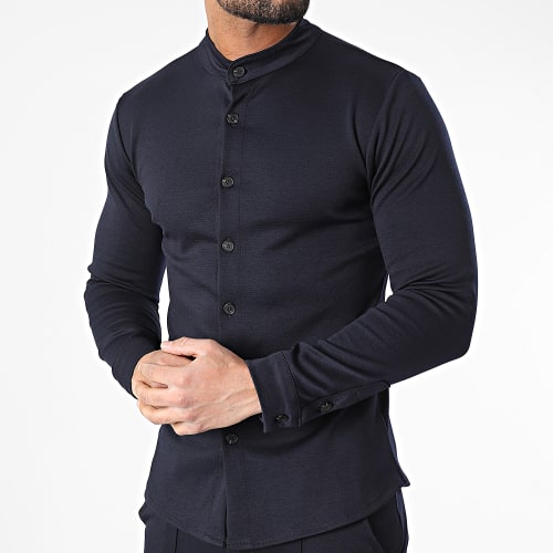 Ensemble Chemise Manches Longues Pantalon Bleu Marine