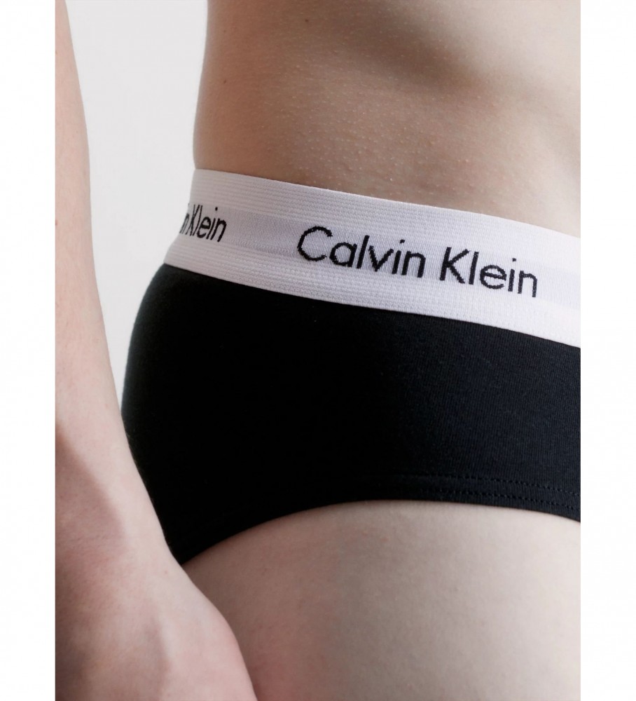 Conjunto de 3 camisolas Calvin Klein em algodão elástico preto