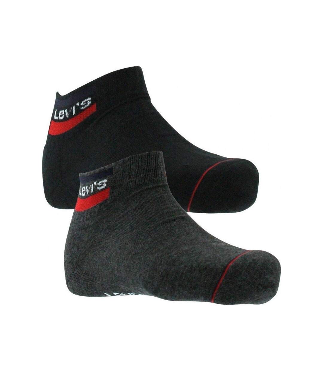 LEVI'S Lot de 2 paires de Socquettes Mixte Coton OLYMP Anthracite Noir