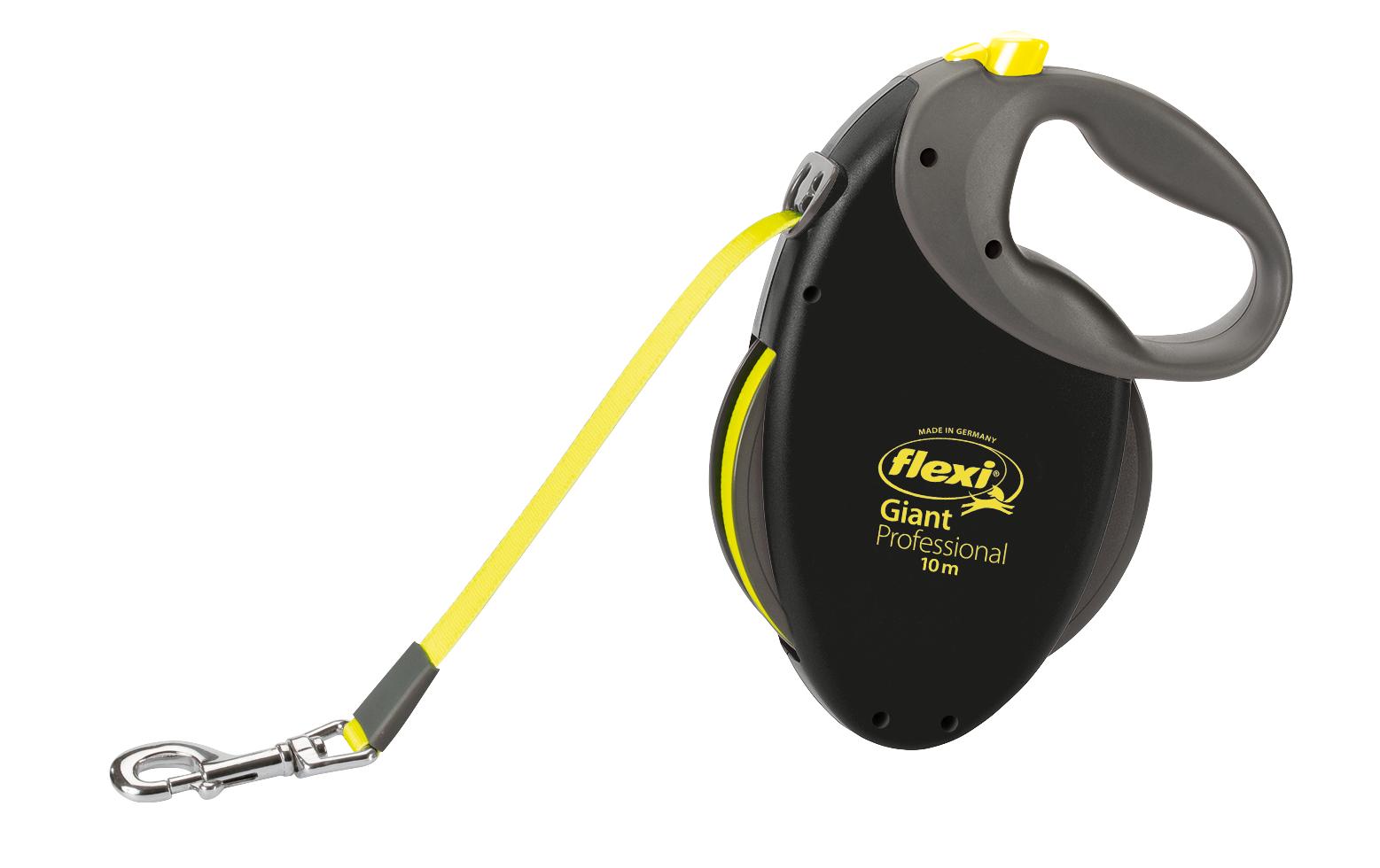 Hundeleine Flexi Giant Professional L 10 m, Schwarz/NeongelbRoll-Hundeleine mit Softgriff