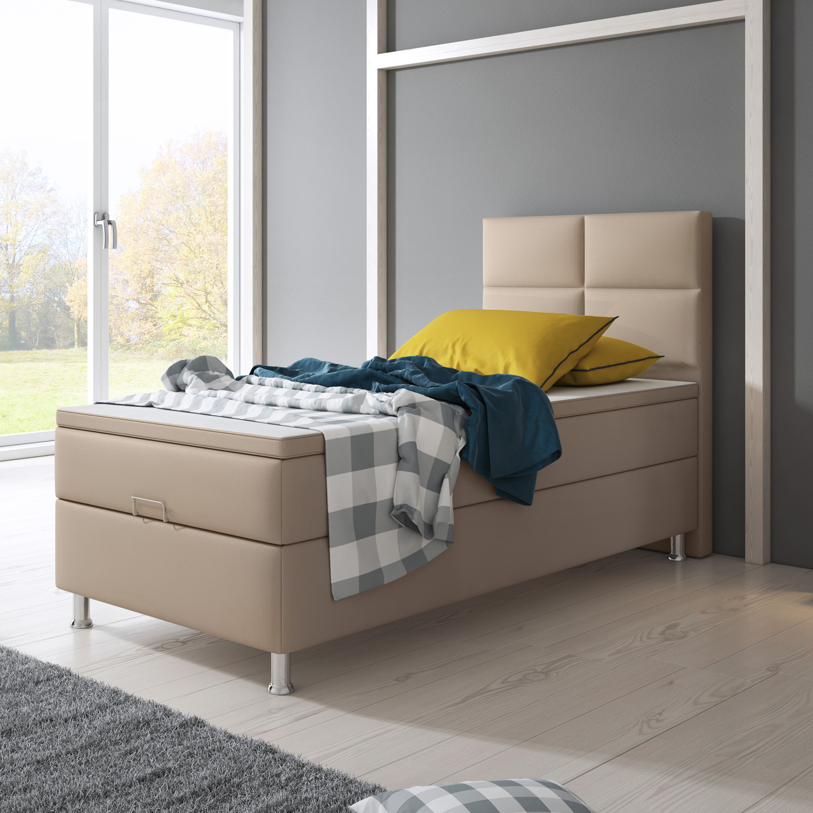 Boxspringbett-Design - muddy -mit Bettkasten - H3 - 90x200 cm