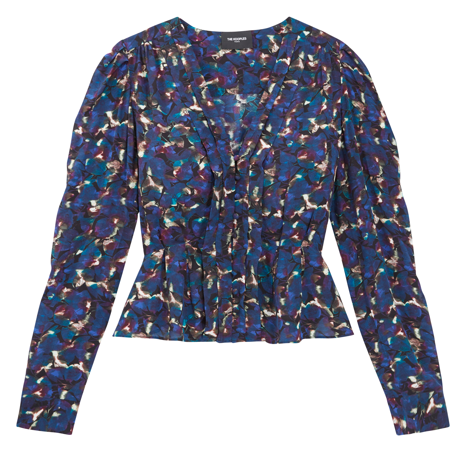 Chemise col V imprimée | Bleu