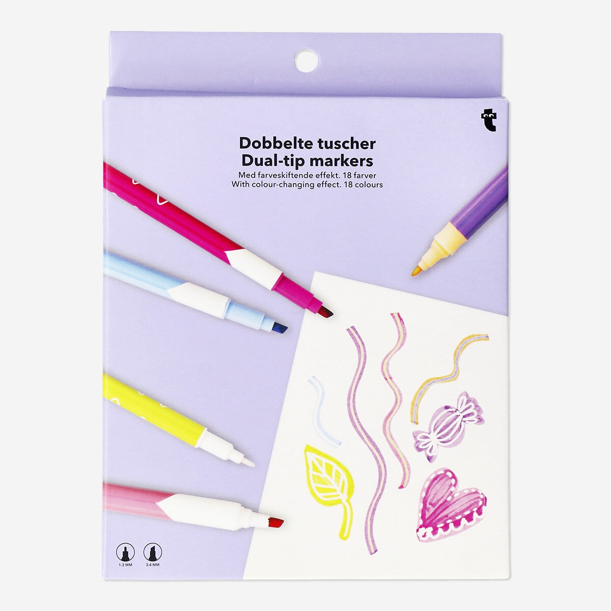 Dobbelt Tuscher med farveskiftende effekt - 12 stk