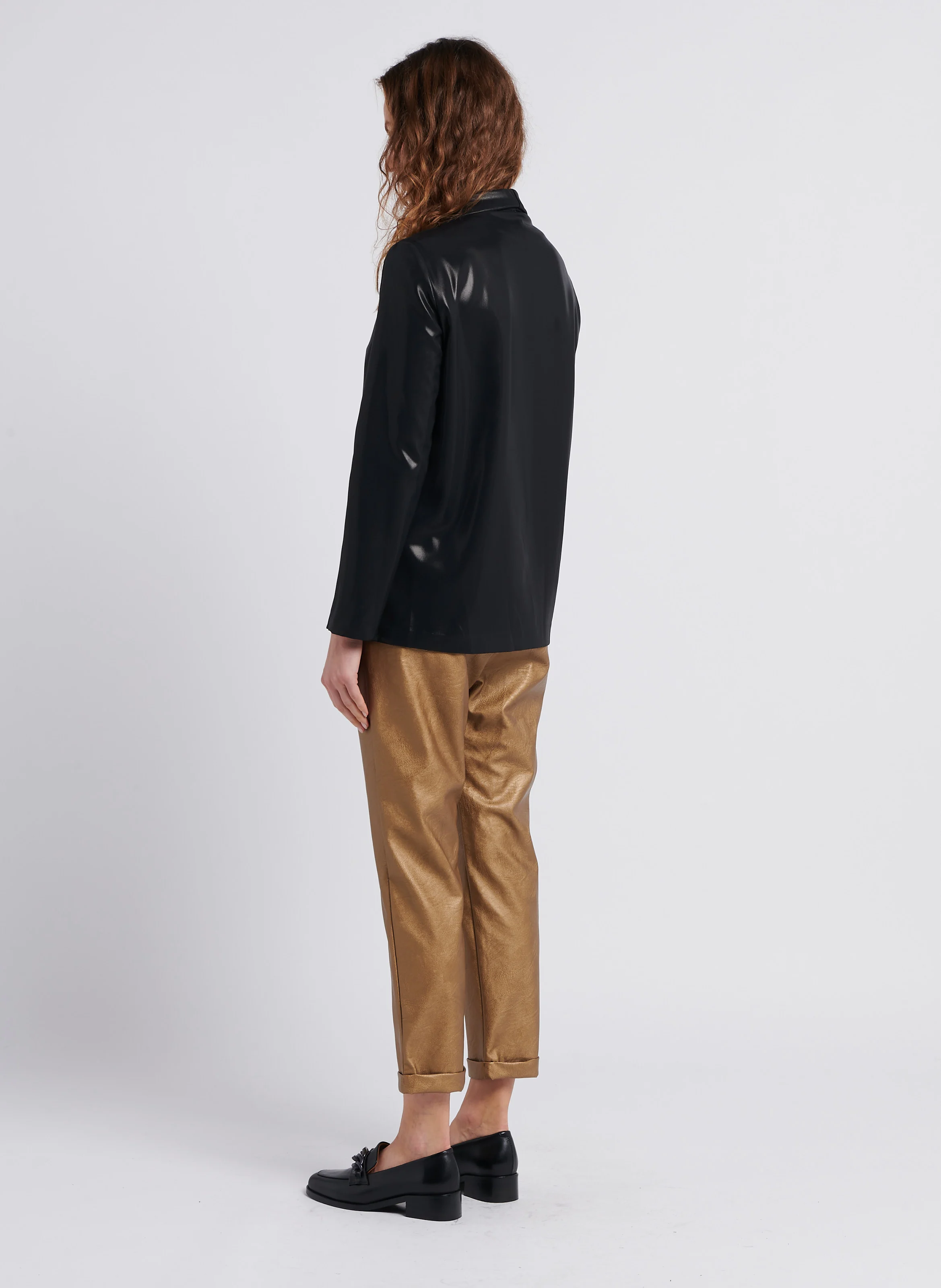 Blazer col tailleur effet satiné | Noir