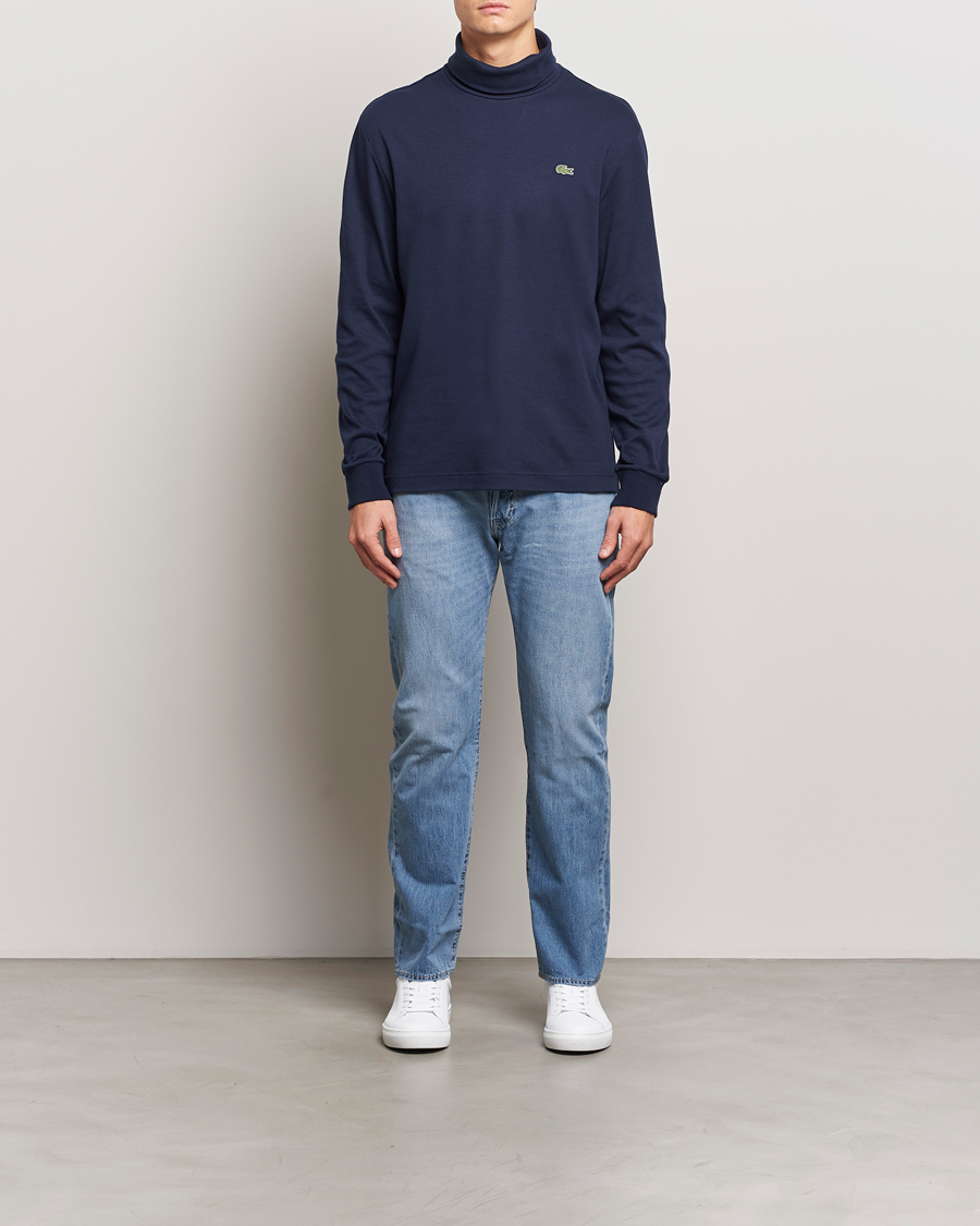 Lacoste Interlock Cotton Rollneck Navy