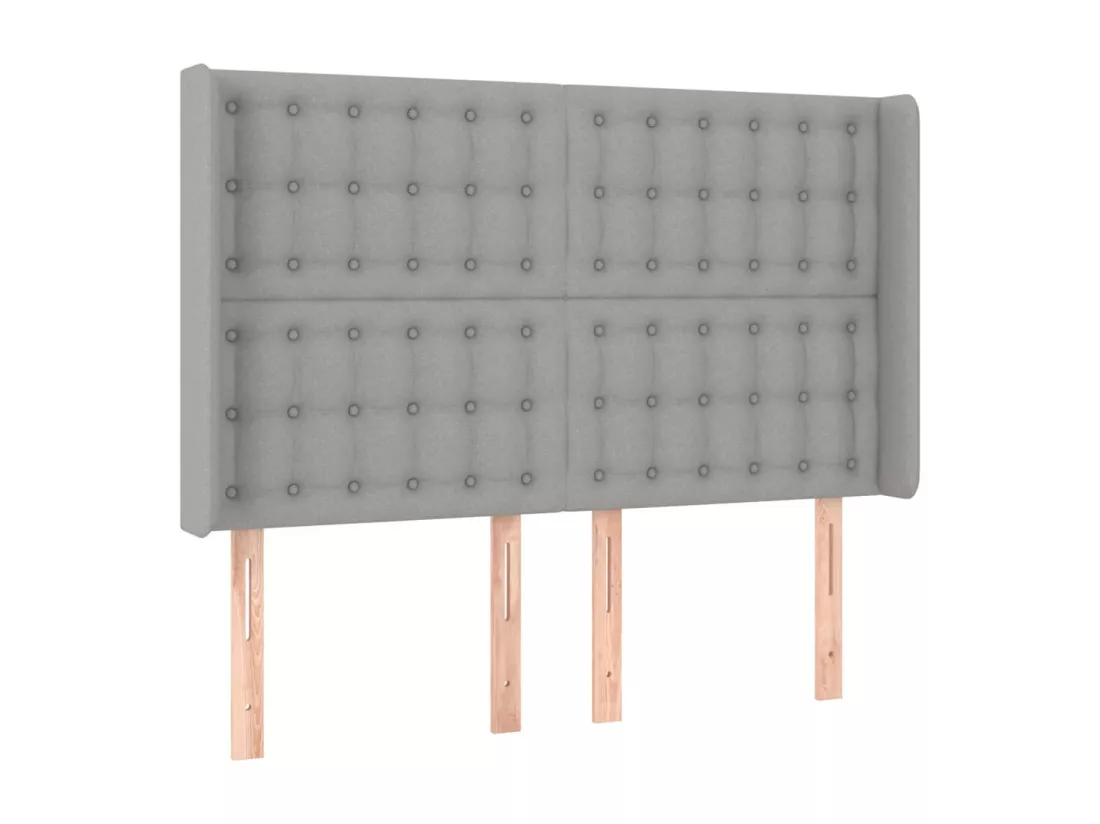 Sommier tapissier et matelas et LED Gris clair 140x190 cm Tissu