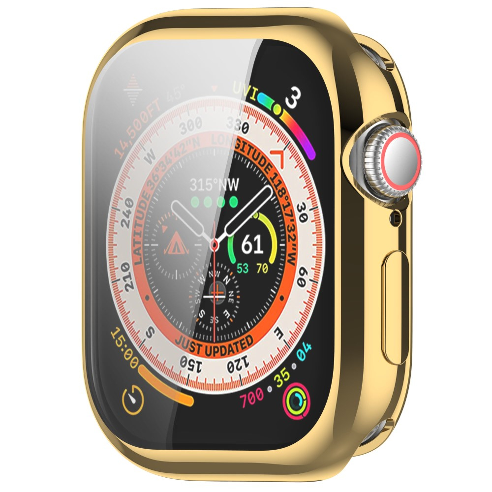 Apple Watch (46 mm) Galvanisierte Gummi Bumper Hülle mit Displayschutz - Gold