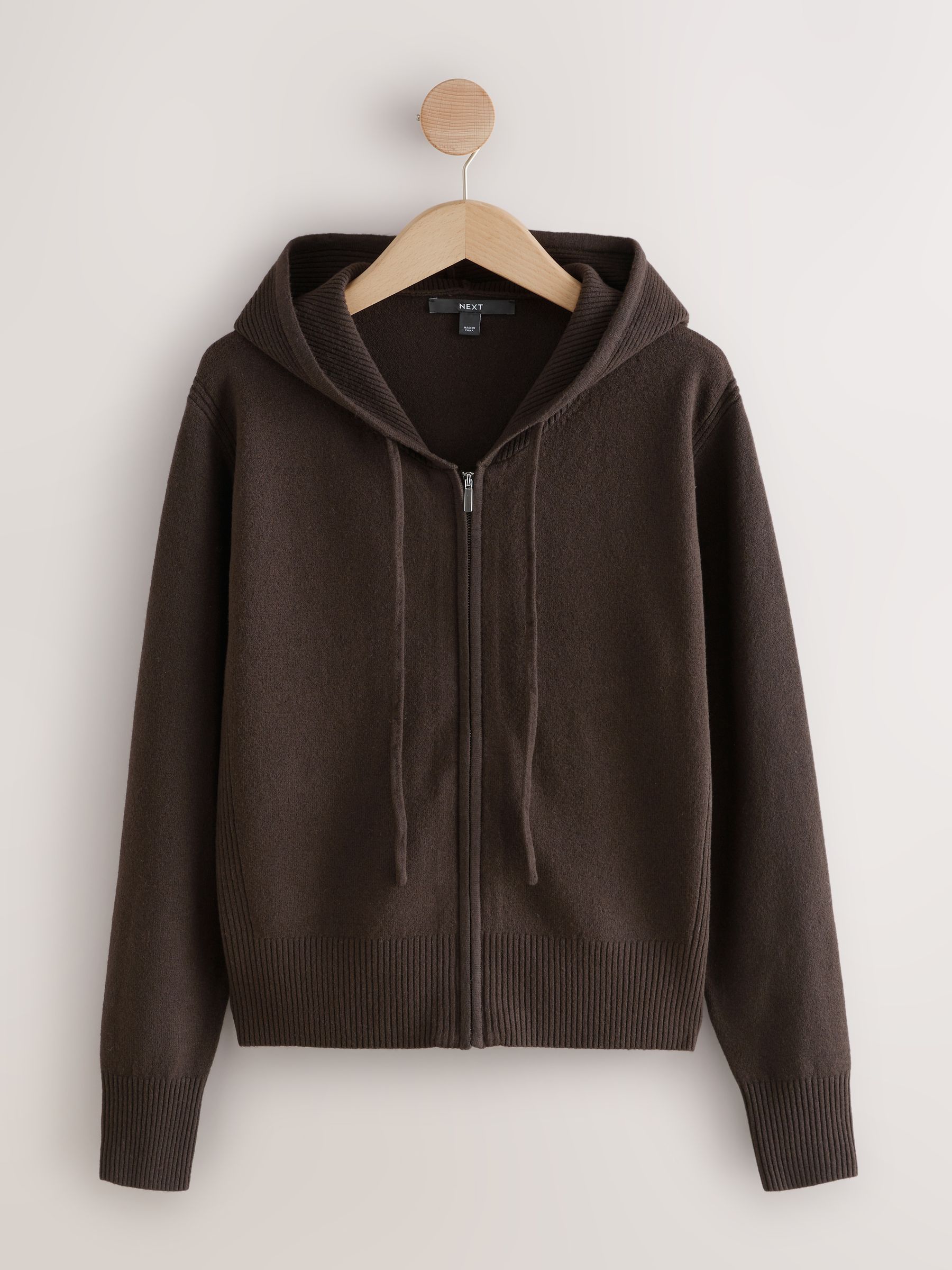 Chocoladebruin - Super Soft Co-Ord Knitted Zip Through Hoodie