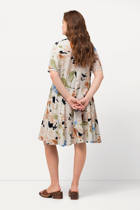 Midikleid, Tunika-Ausschnitt, Halbarm, Biobaumwolle