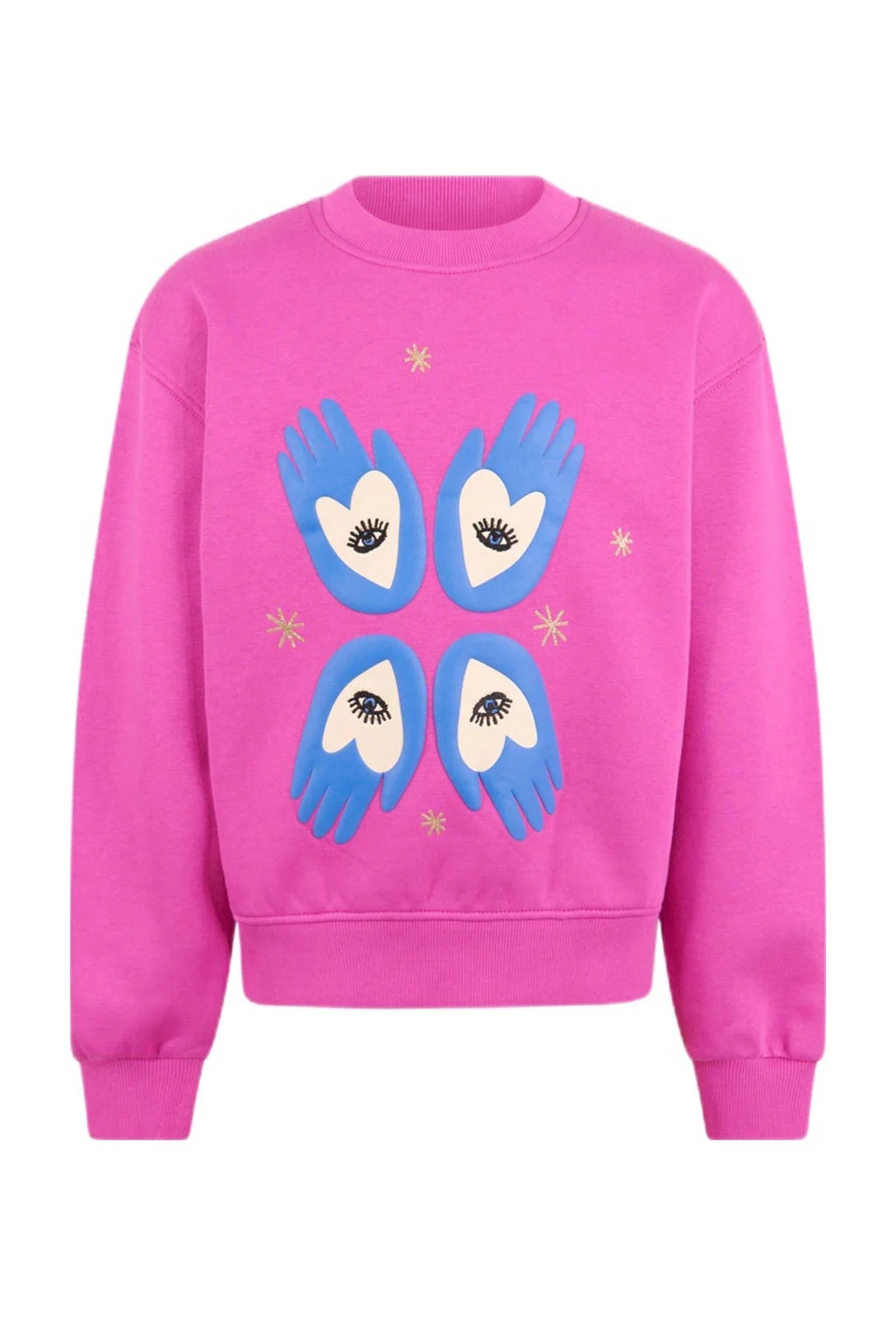 Shoeby sweater met artwork roze/blauw