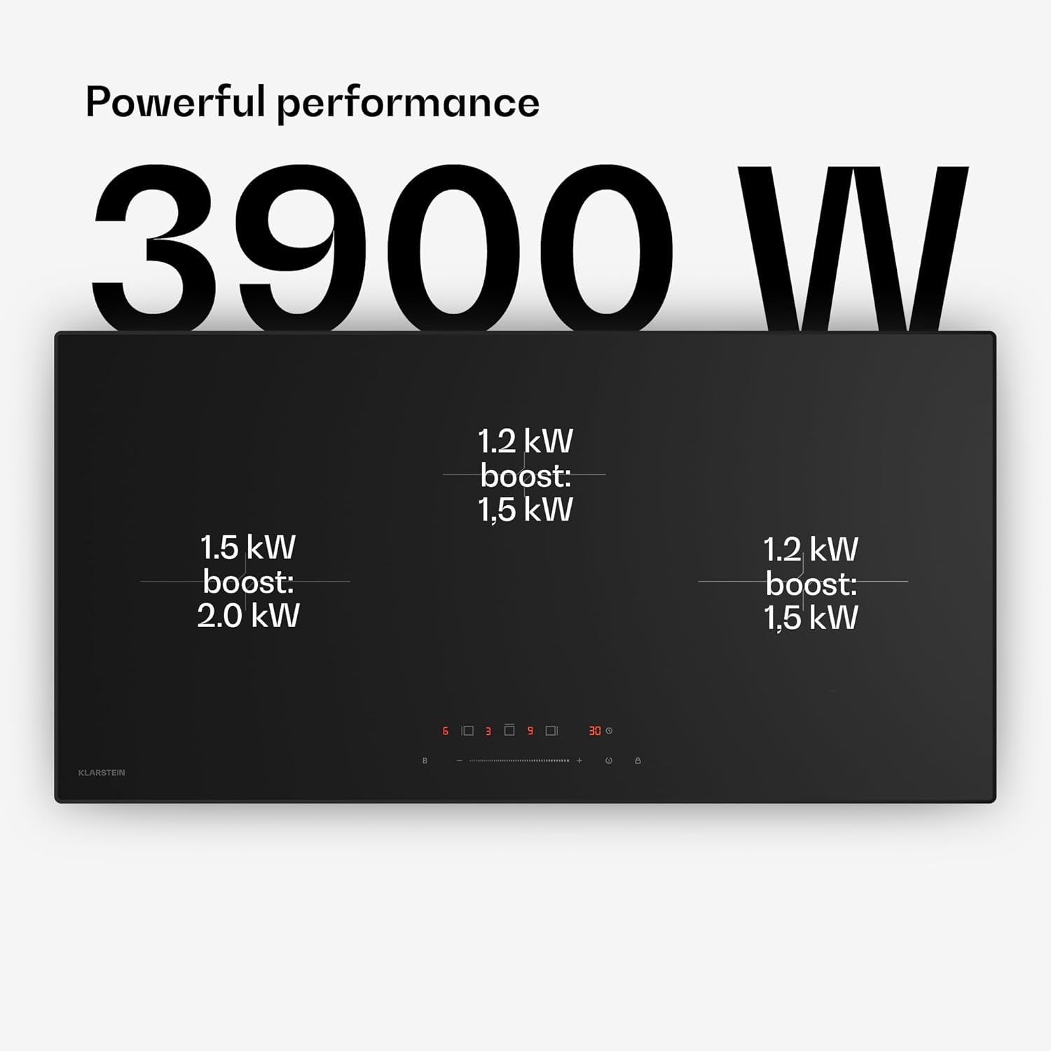 Klarstein Velaire Induktionskochfeld - 80cm, 3-Zonen, 5500W Boost, Touch-Slider, Timer, Kindersicherung, Restwärmeanzeige, Glas, Minimalistisches Design, Kochfeld Induktion