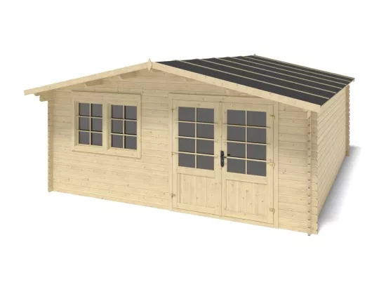 Abri de jardin en bois - 25m2 - 5x5m - Ep. 34mm - Couleur: naturel - DOM722 - ALTANKA