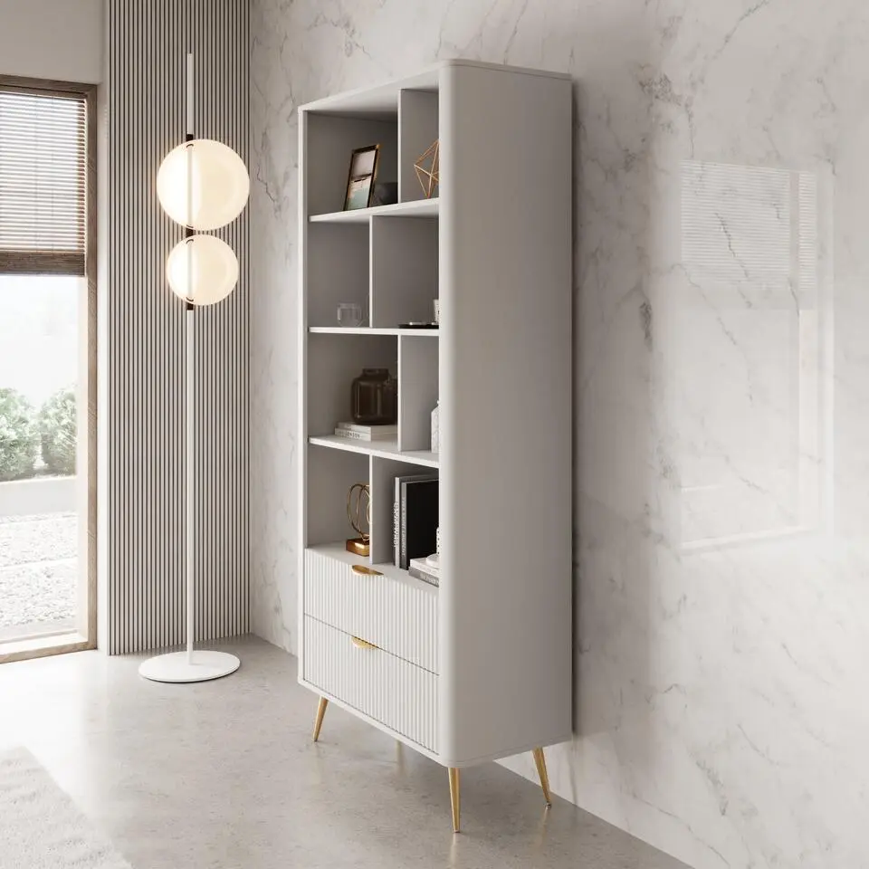 Meubella - Lima - Boekenkast - Wit - 88x38x194 cm