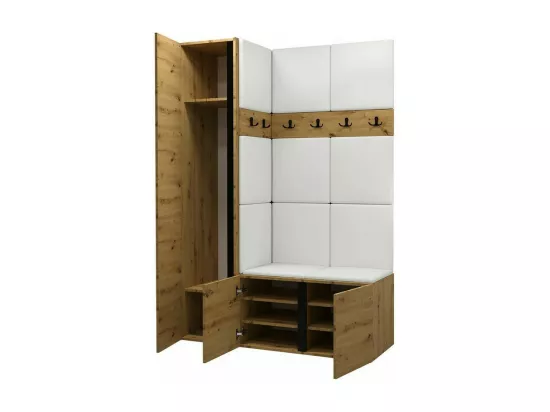Meuble d'entrée Hartford 277, 186x124x46cm, Miroir, Graphite, Tapisserie|Stratifié
