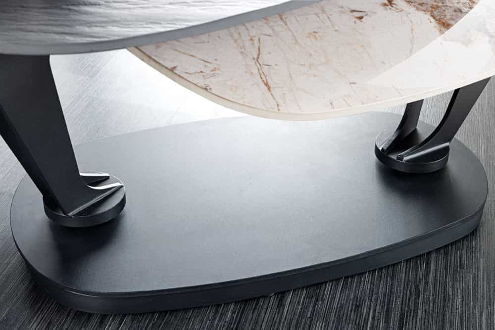 Design Couchtisch MOVEMENT schwarz rund drehbar Pandora Keramik Metallgestell