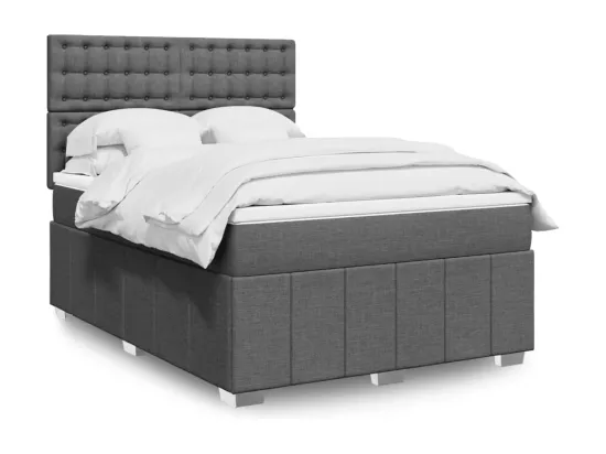 Sommier à lattes de lit avec matelas Gris foncé 140x190cm Tissu