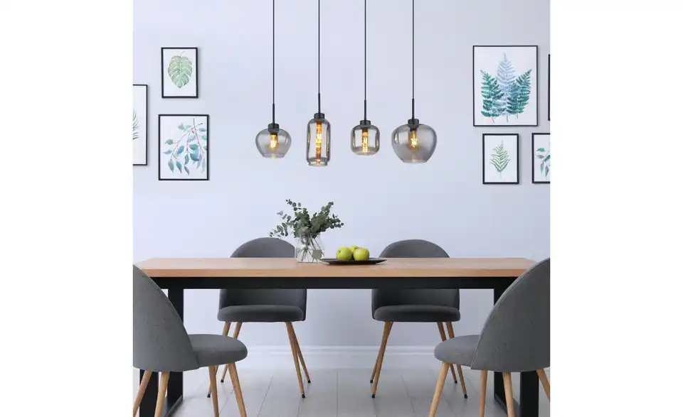 Pendelleuchte 4-flammig/Schwarz 99,5 cm 24 cm