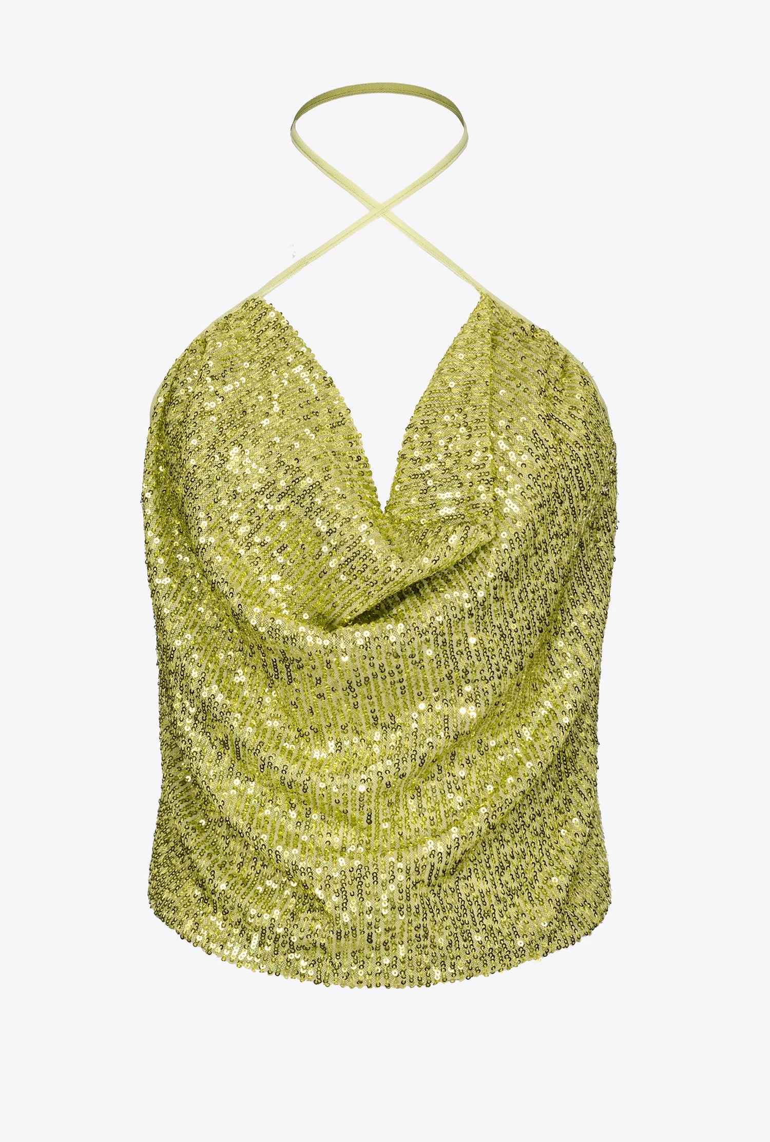 Sequinned open-back top | Jaune