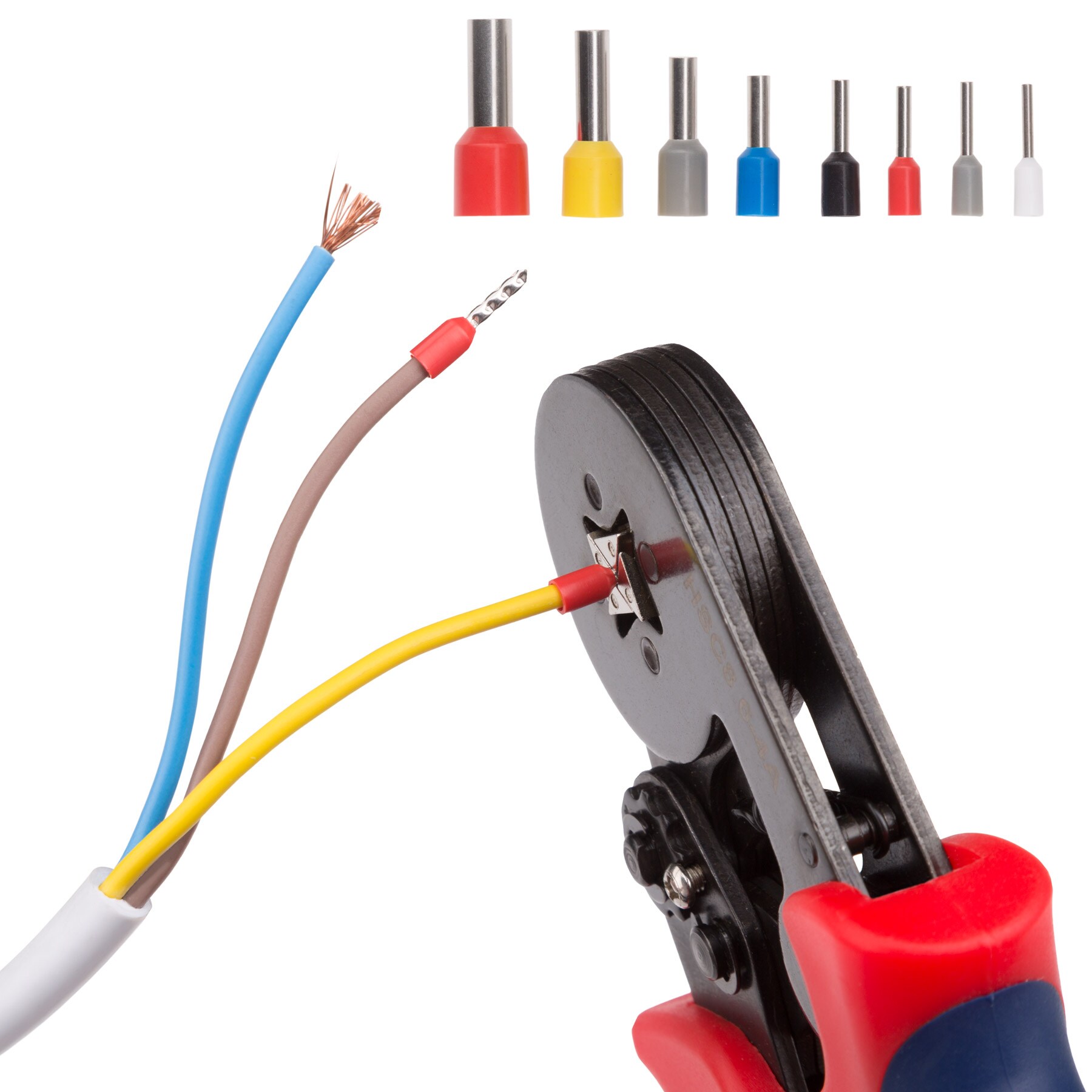 tectake® Crimpzange, 0,25 - 10 mm², Vierkantpressung, inklusive Aufbewahrungsbox