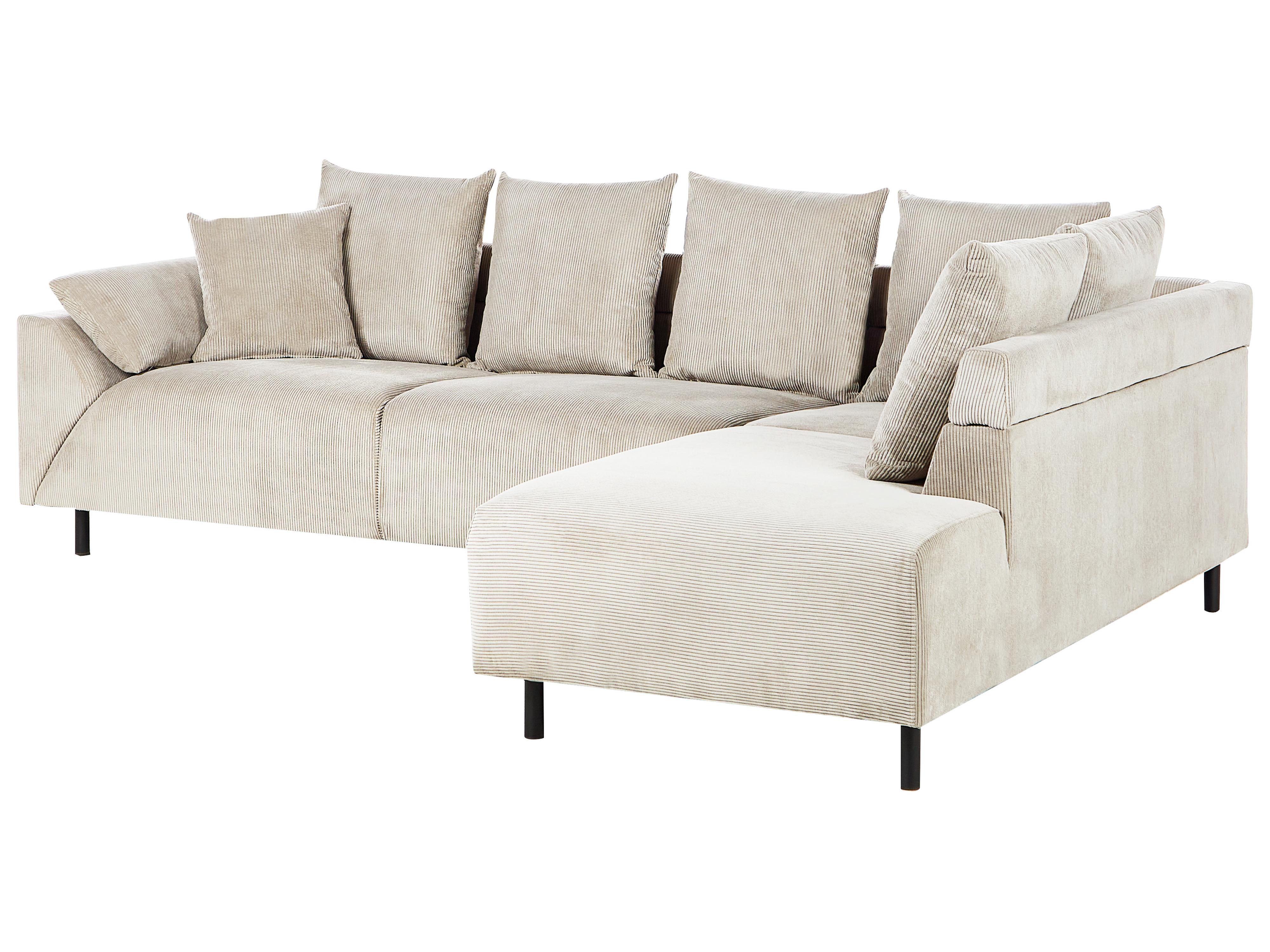 Hoekbank 4-zits LUNNER Corduroy Beige linkszijdig