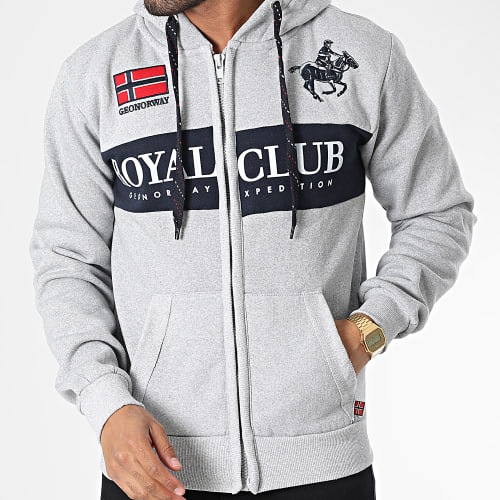 Sweat Zippé Capuche Fahorse Gris Chiné