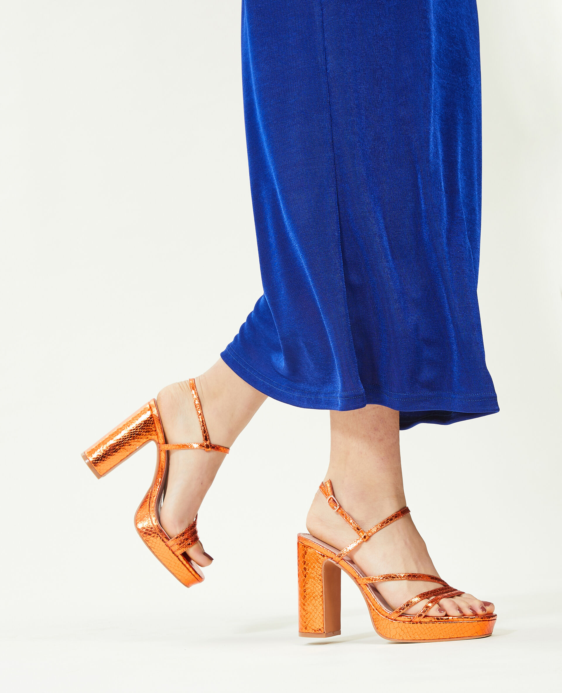 Sandales plateformes effet serpent - Orange