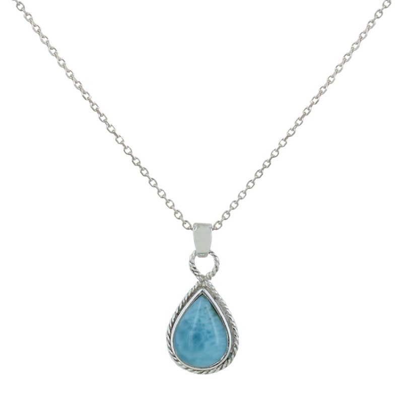 Collier Argent Goutte de Larimar