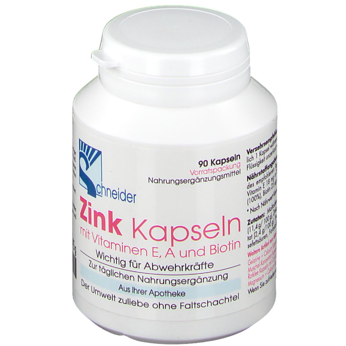 Schneider Zink Kapseln mit Vitaminen E, A und Biotin