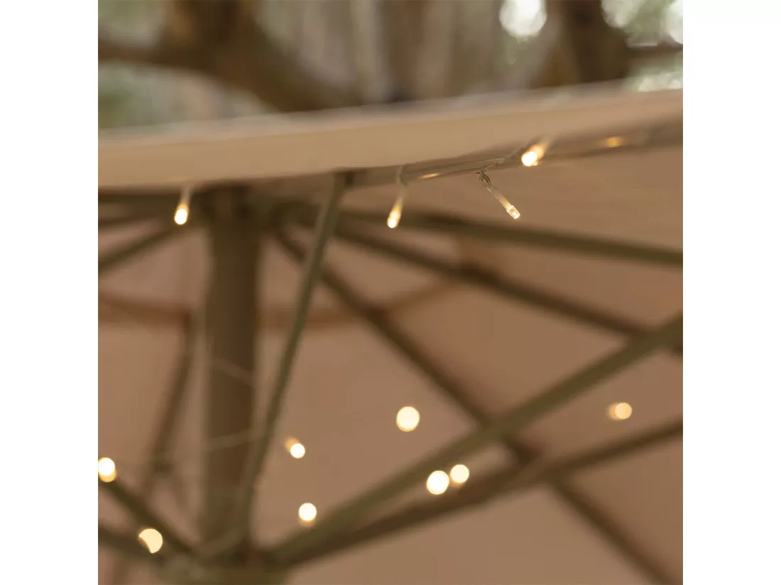 Guirlande LED à Piles pour Parasol 1m Blanc Chaud 3000K