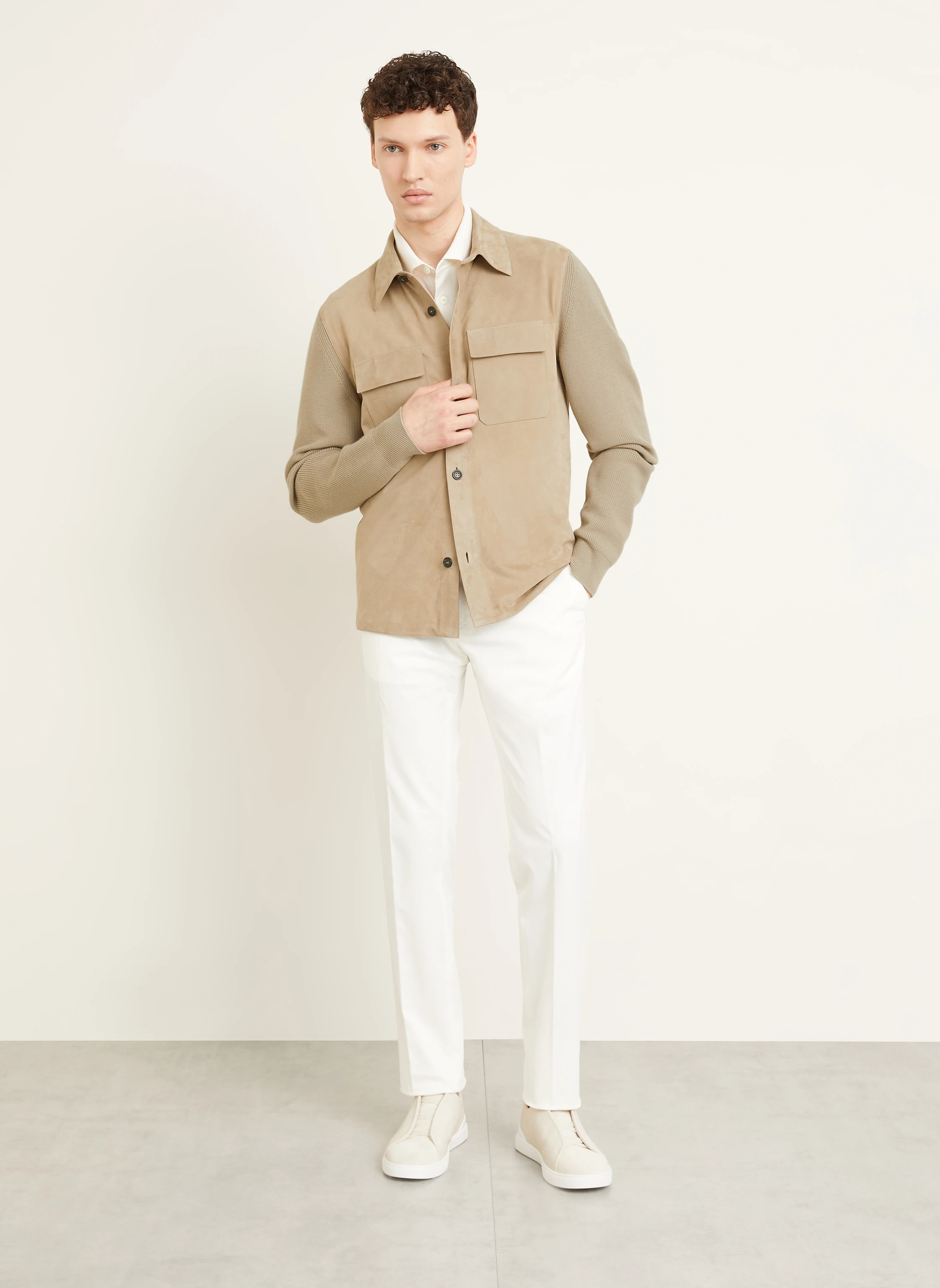 ZEGNA Lederjacke im Materialmix