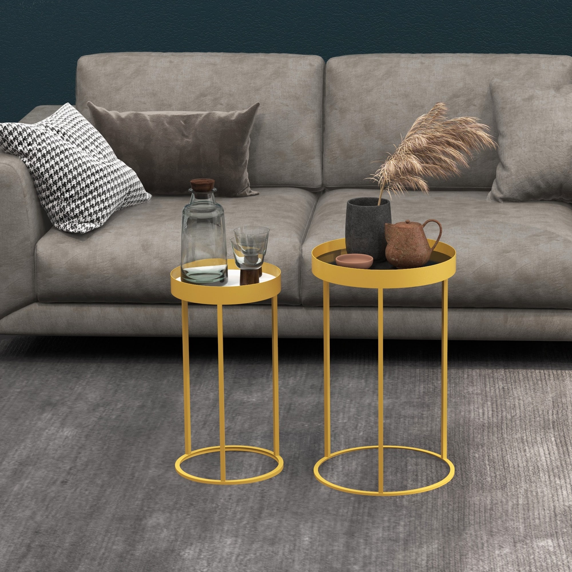 HOMCOM Couchtisch-Set mit erhöhtem Rand gold 39L x 39B x 63H cm