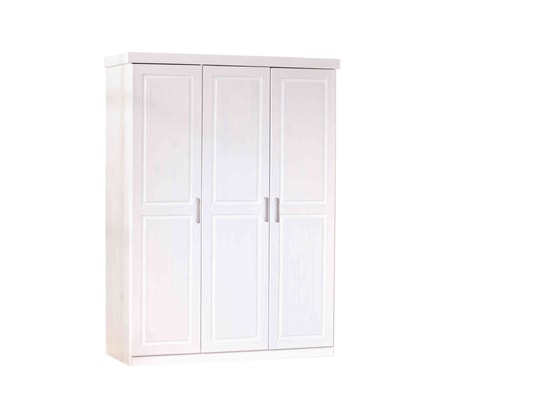 TERRE DE NUIT - Armoire 3 portes en bois massif blanc laqué - ar12023