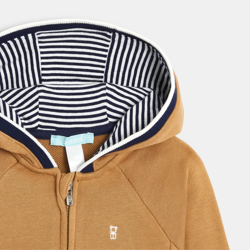 Sweat zippé molleton à capuche marron bébé garçon Marron