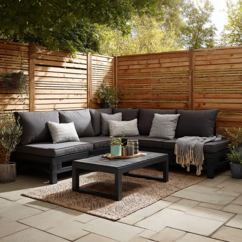 Garten-Sofaset Metallrahmen 250x80x70 cm - Dunkelgrau - Modernes Design