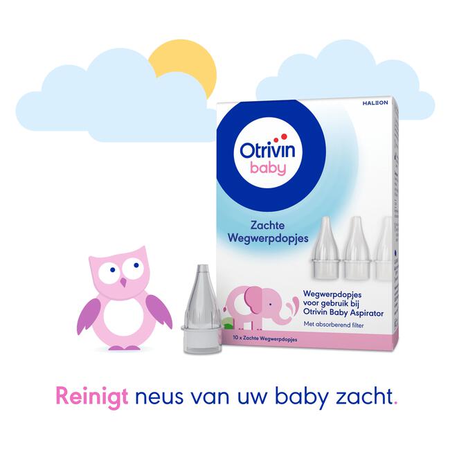 Otrivin Baby Wegwerpdopjes bij Otrivin Baby Aspirator neusjesreiniger 10 stuks
