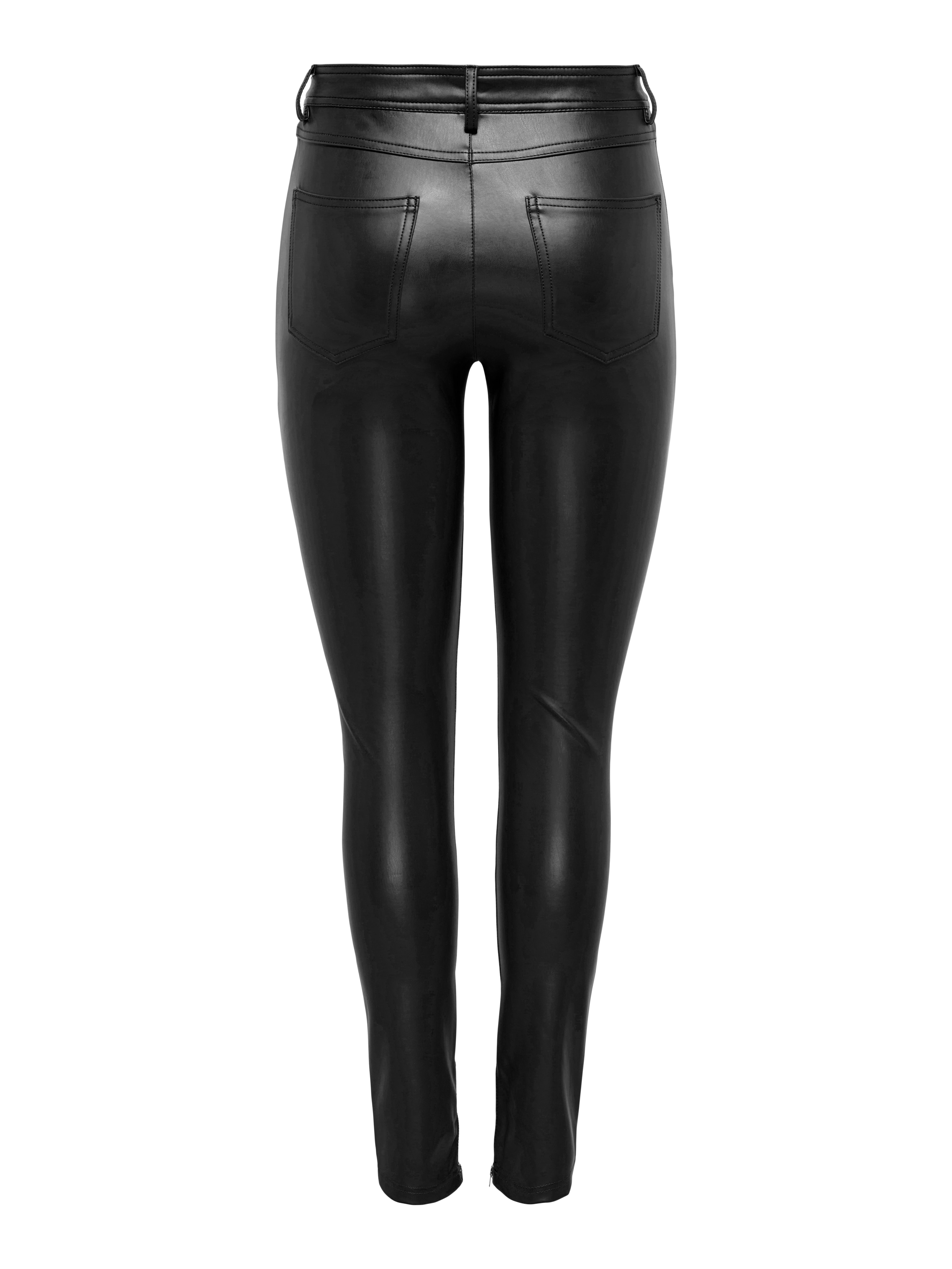 ONLLENA-STAR Mittlere Taille Skinny Fit Hose in Lederoptik Black