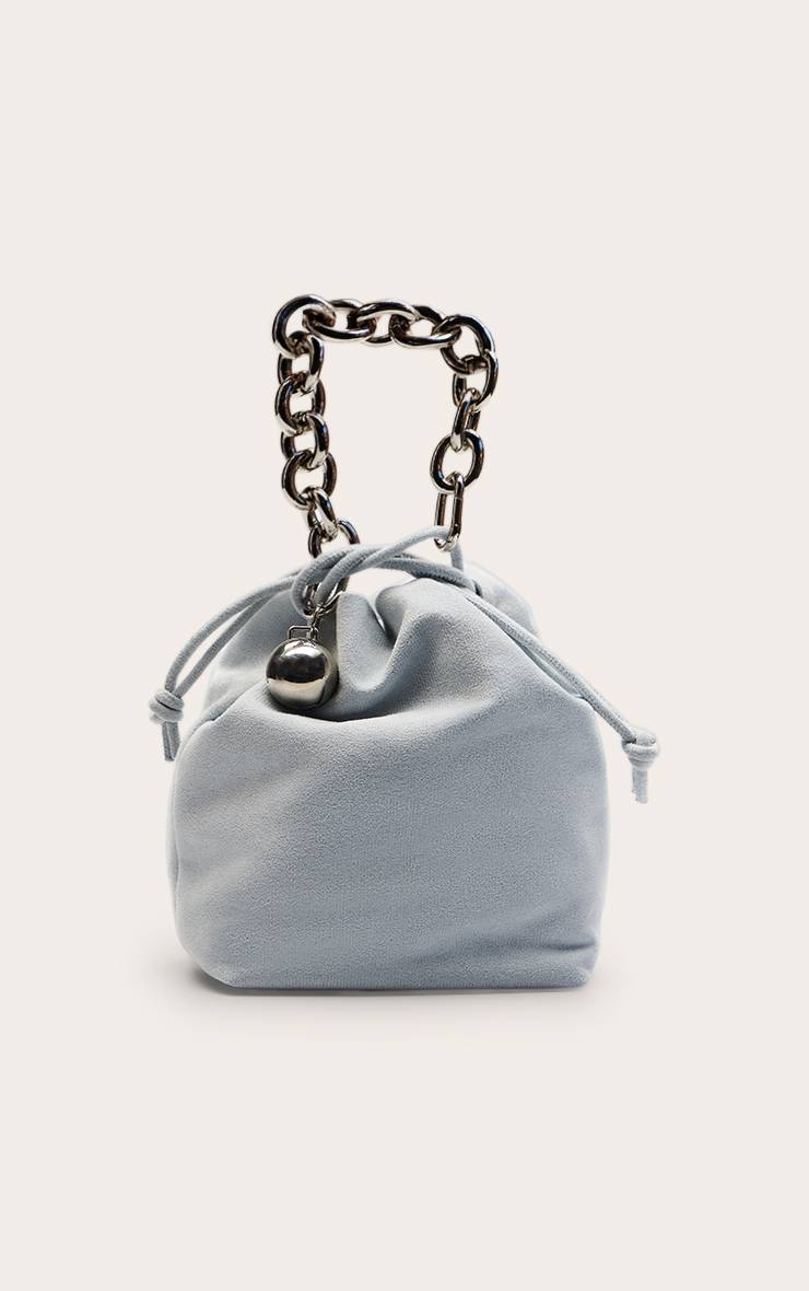 Bleu Poudré Sac Pochette À Perles Avec Chaîne En Synthétique