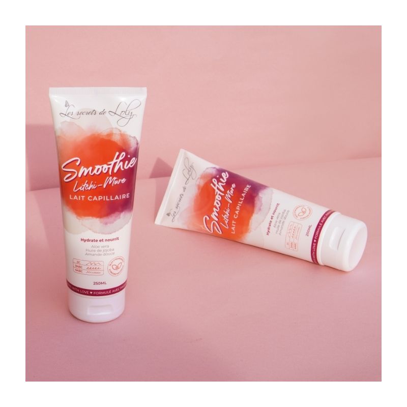 Lait sans rinçage très nourrissant Smoothie Litchi-Mûre Les Secrets de Loly 250ml