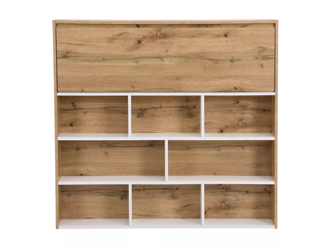 Meuble de bar avec 2 portes et 1 tiroir en MDF - Blanc et Naturel - LAMONIA