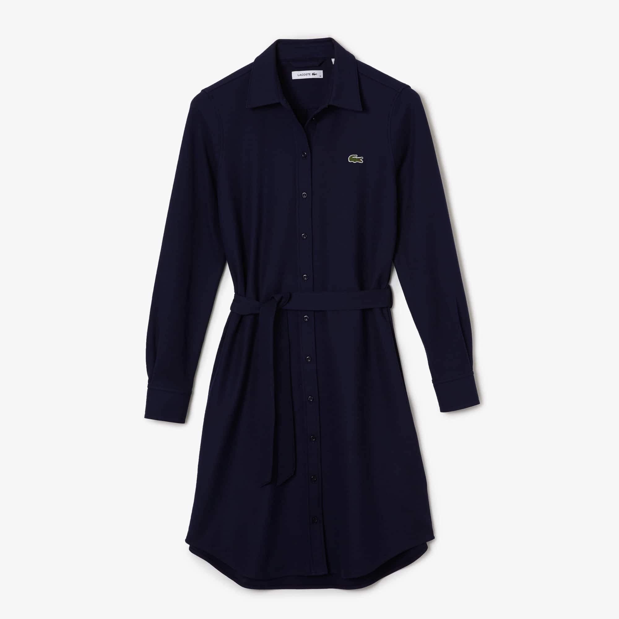 Robe polo femme Lacoste avec taille ajustable en piqué de coton Robes & Jupes - Bleu - Lacoste - Femme