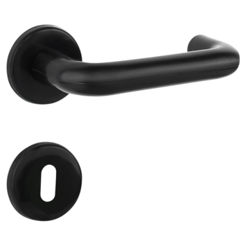 OK deurkruk set rond rozet zwart plastic
