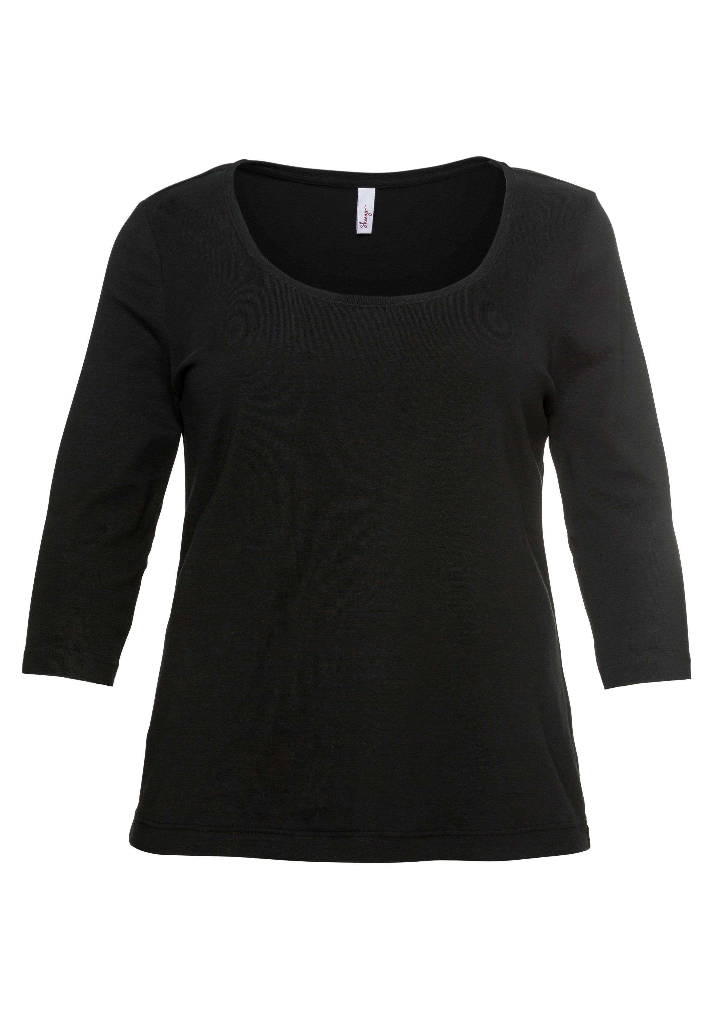 Shirt mit 3/4-Arm und weitem Rundhalsausschnitt