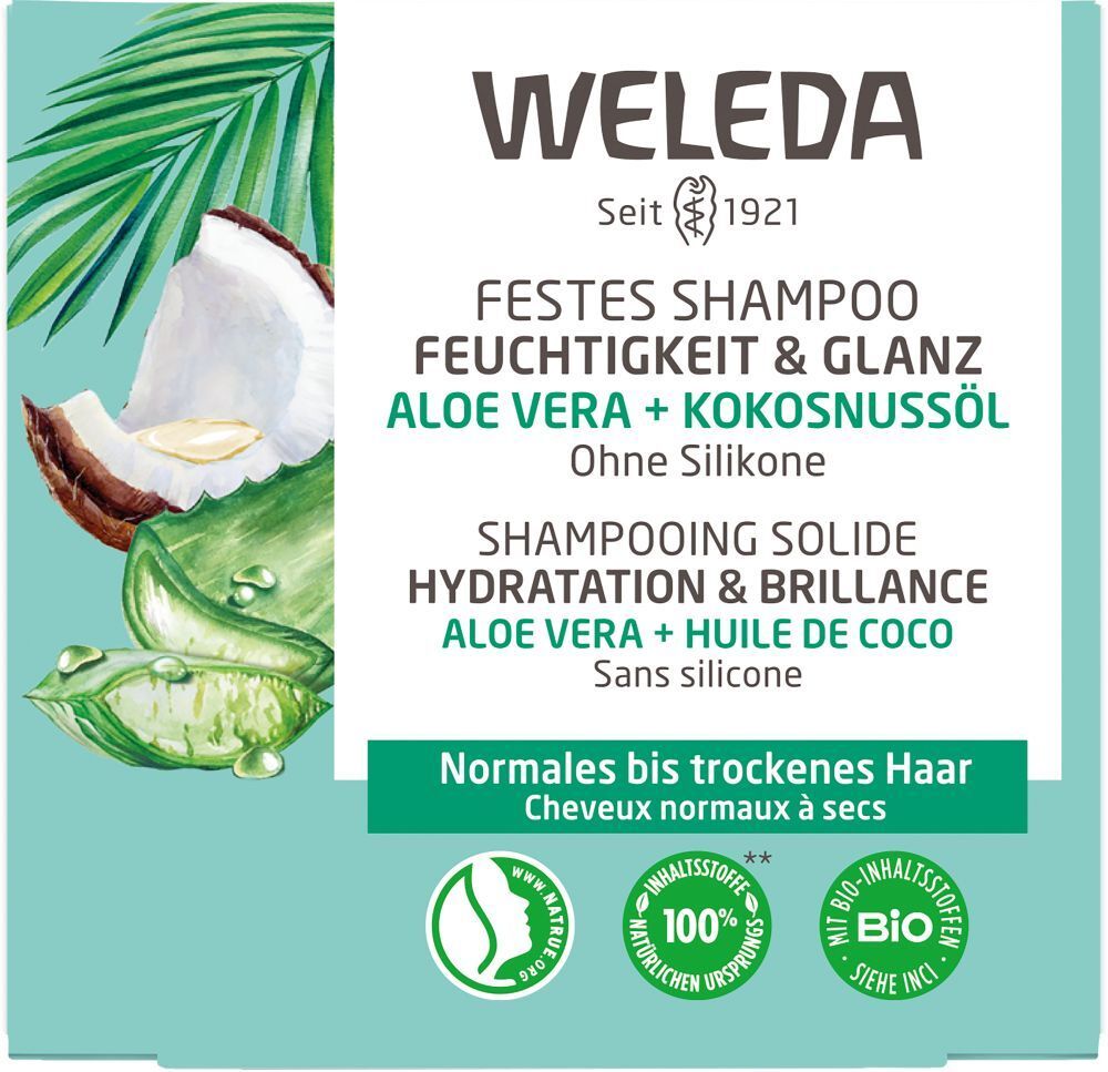 Weleda Festes Shampoo Feuchtigkeit & Glanz - für normales bis trockenes Haar